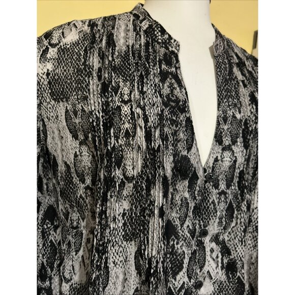 New Jones New York Shirt Womens 1X Gray Snake Long Sleeve Blouse Lightweight NWT - Picture 5 of 14